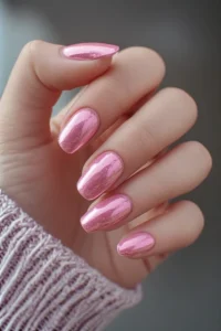Chrome Pink Glazed Nails