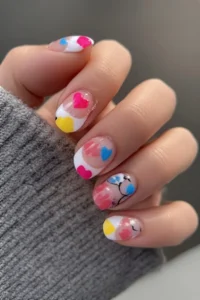 Heart French Tip Nails