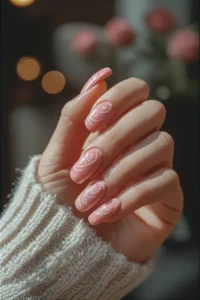 Pink Swirl Retro Nails