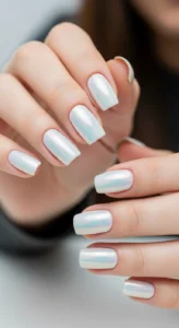 Classic Glazed Donut White Chrome Nails
