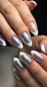 French Tip White Chrome Nails