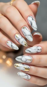 White Marble Stone Nail Art