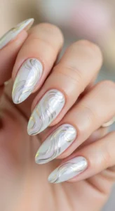 White Swirl Aesthetic Nails