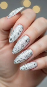 Matte White and Silver Glitter