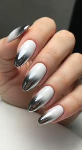 Ombre White Chrome Nails