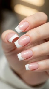 1. Classic French Tip Square Nails