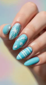1. Light Blue Summer Nails