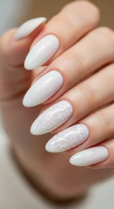Milky White Almond Nails