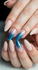 Blue Sparkle Accent Nail