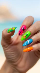 Bold Neon Summer Nails