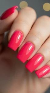 2. Bright Pink Summer Square Nails