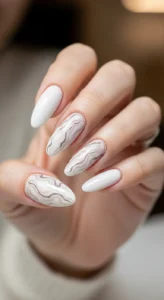 Milky White Almond Nails
