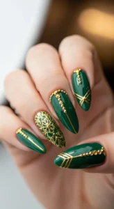 Deep Emerald Green with Gold Accents