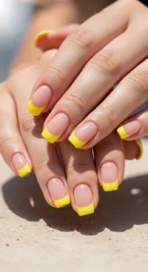 3. Sunny Yellow French Tips