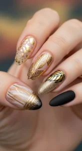Golden Leaf Nail Ideas