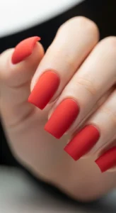 5. Bold Red Matte Square Nails