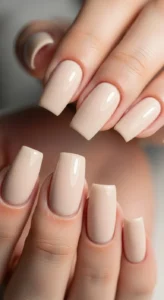 Soft Beige Square Nails