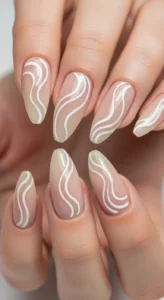 Minimalist White Swirl Nails