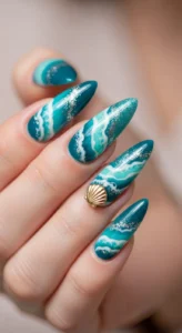 6. Teal Ocean Wave Designs