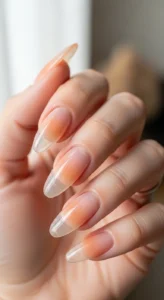 7. Clear Peach Jelly Nails