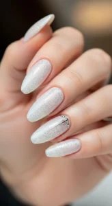 Milky White with Silver Glitter