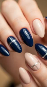 Navy Blue Accent Nails