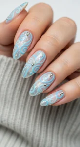 Baby Blue Swirl Nail Ideas