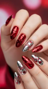 Bold Chrome Valentine Nails