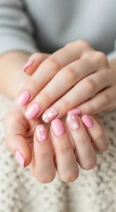 Cute Pastel Pink Star Nails