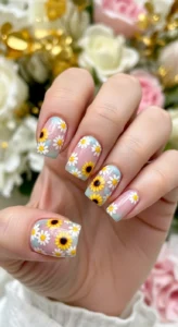 Floral Accent Nails
