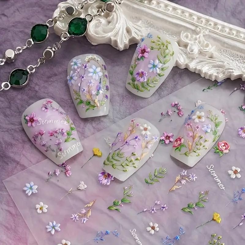 Floral Ocean Nails