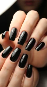 Glossy Black Nails for a Bold Look