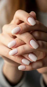 Milky White Glazed Nails