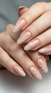 Nude Base with White Swirls