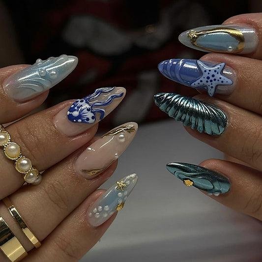 Ocean Starfish Extra Long Stiletto Nails