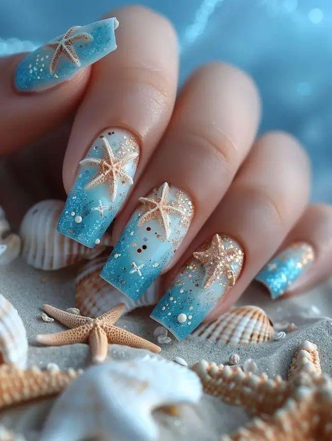 Ocean Chrome Wave Nails