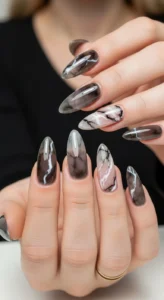 Smoky Quartz Marble Nails