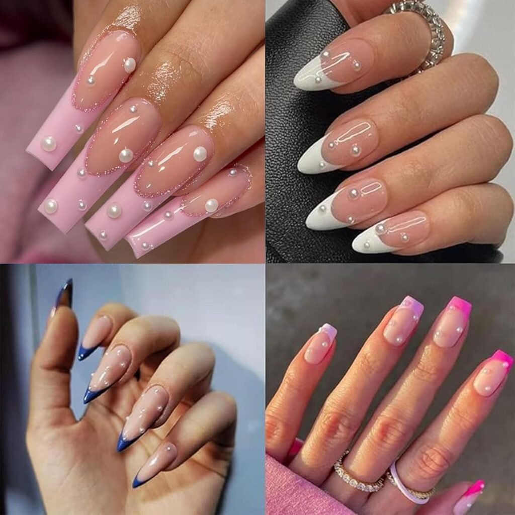 3D Blue Seashell Stiletto Nails