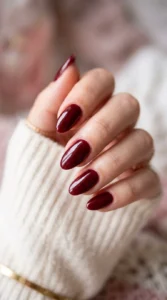 Classic Glossy Dark Cherry Red Nails
