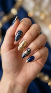 Navy Blue and Gold Sparkle