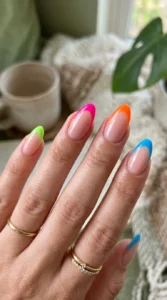 Bright Neon French Tips