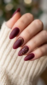 Matte Finish Deep Cherry Nails