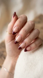 Dark Cherry French Tip Ideas