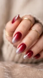 Glittery Red Ombre Nail Trends