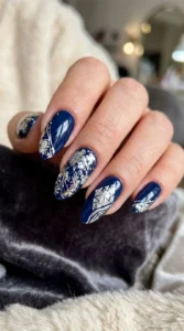 Glossy Navy with Silver Foil