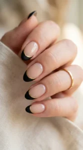 Minimalist Black and Gold French Tips