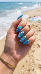 1. Ocean Wave Blue Summer Nails