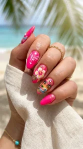 2. Hot Pink Neon Summer Nails