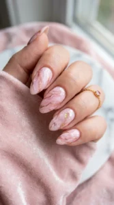 Pink Quartz Marble Nail Ideas
