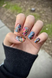 Turquoise Stone Nail Art